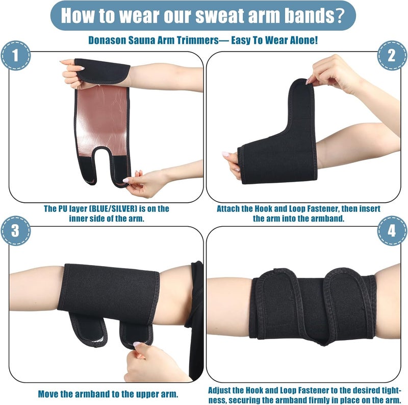 Donason Store Women's Arm Trimmers 2Pcs Adjustable Sweat Arm Shaper Bands Compression Workout Sleeves Sauna Wraps for Flabby Arms - Image 5